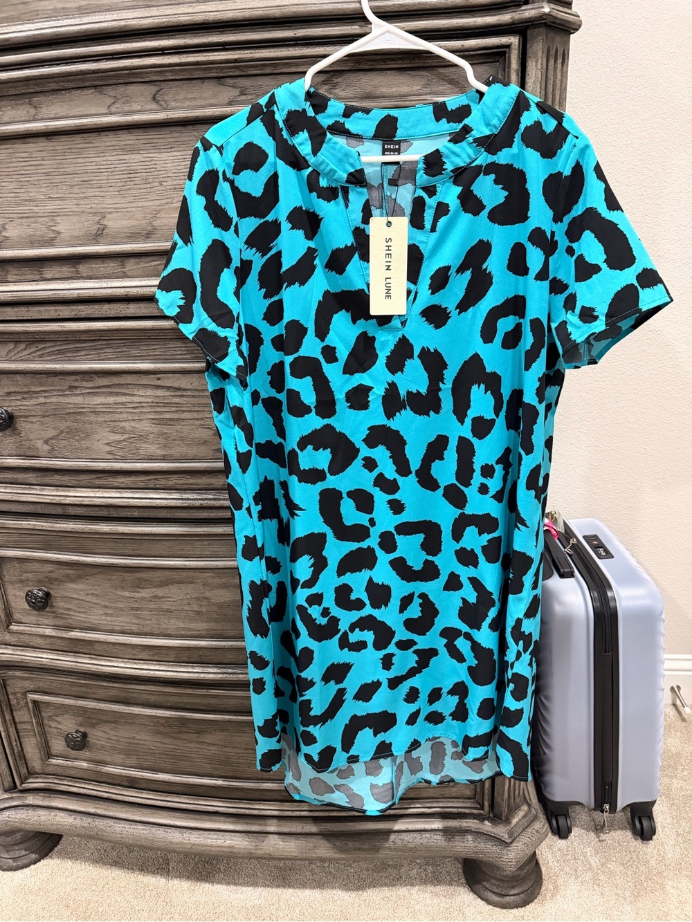 Turquoise and Black Animal Print women’s Dress